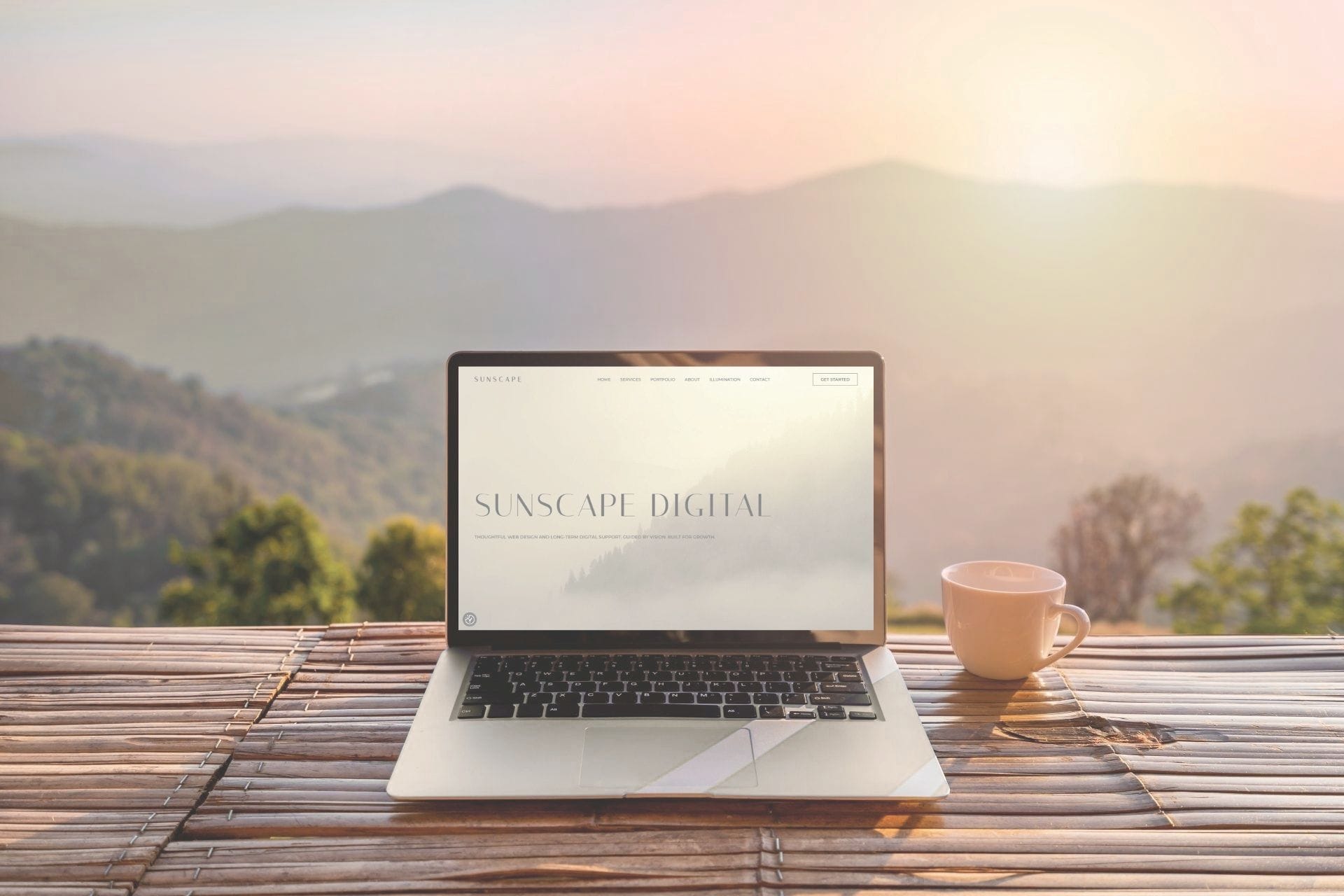 laptop and mountain vista